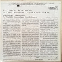 Load image into Gallery viewer, Ravel* And Mozart* Played By Robert Casadesus : Concerto For The Left Hand - Concerto In E-Flat Major K. 365 (LP, RE)