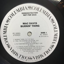 Load image into Gallery viewer, Mac Davis : Burnin' Thing (LP, Promo)