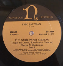 Load image into Gallery viewer, Eric Salzman : The Nude Paper Sermon (LP, Album)
