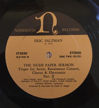 Load image into Gallery viewer, Eric Salzman : The Nude Paper Sermon (LP, Album)