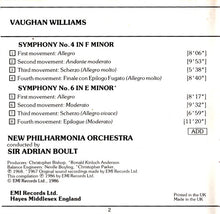 Load image into Gallery viewer, Vaughan Williams*, Sir Adrian Boult, New Philharmonia Orchestra : Symphony No.4 In F Minor - Symphony No.6 In E Minor* (CD, Comp)