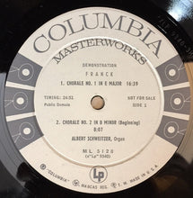 Load image into Gallery viewer, Albert Schweitzer / Franck* : Chorale No. 1 In E Major, Chorale No. 2 In B Minor, Chorale No. 3 In A Minor (LP, Mono, Promo, Whi)