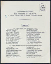Charger l'image dans la galerie, Christa Ludwig : The Shepherd On The Rock And Other Songs With Chamber Accompaniment (LP, Album)