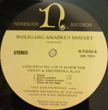 Laden Sie das Bild in den Galerie-Viewer, Wolfgang Amadeus Mozart - Paul Makanowitzky Violin Chamber Orchestra Of The Sarre* Conducted By Karl Ristenpart : Concerto No. 3 In G Major For Violin And Orchestra K. 216 / Concerto No. 4 In D Major For Violin And Orchestra K. 218 (LP, Album)