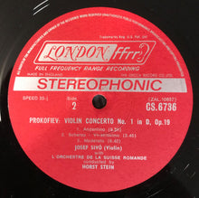 Load image into Gallery viewer, Prokofiev* / Glazunov*, Josef Sivó*, L'Orchestre De La Suisse Romande, Horst Stein : Violin Concerto No.1 In D / Violin Concerto In A Minor (LP, Album)