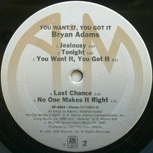 Load image into Gallery viewer, Bryan Adams : You Want It, You Got It (LP, Album, RP, Pit)