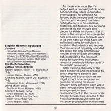 Load image into Gallery viewer, Stephen Hammer, The Bach Ensemble, Joshua Rifkin : J.S. Bach Oboe Concertos (CD)