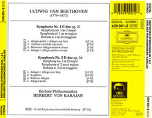 Charger l'image dans la galerie, Ludwig van Beethoven, Berliner Philharmoniker, Herbert von Karajan : Symphonien Nos. 1 & 2 (CD, Album, RE, RM, PMD)