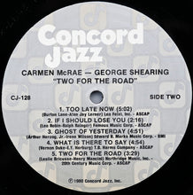 Laden Sie das Bild in den Galerie-Viewer, Carmen McRae - George Shearing : Two For The Road (LP, Album)
