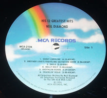 Laden Sie das Bild in den Galerie-Viewer, Neil Diamond : His 12 Greatest Hits (LP, Comp, Pin)