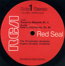 Load image into Gallery viewer, Liszt*, Smetana*, Dvořák* - The Philadelphia Orchestra, Eugene Ormandy : Hungarian Rhapsodies Nos. 1 And 2, Bartered Bride: Overture • Polka • Furiant, Scherzo Capriccioso (LP, Album)
