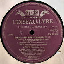 Load image into Gallery viewer, Handel* - Nelson* • Kirkby* • Watkinson* • Elliott* • Thomas* • Choir Of Christ Church Cathedral, Oxford* • The Academy Of Ancient Music • Christopher Hogwood : Messiah • A Sacred Oratorio (Highlights = Sélection = Auszüge) (LP, Album)