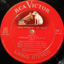 Load image into Gallery viewer, Mendelssohn* / Charles Munch, Boston Symphony Orchestra : Italian And Reformation Symphonies (LP, Ind)