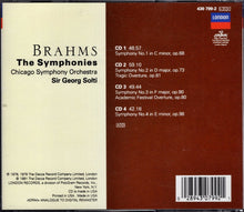 Load image into Gallery viewer, Brahms*, Chicago Symphony Orchestra, Sir Georg Solti* : The Symphonies (4xCD, Comp, RE, RM)