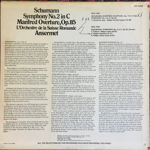 Schumann*, L'Orchestre De La Suisse Romande, Ansermet* : Symphony No. 2 In C / Manfred Overture, Op.115 (LP, Album, RE)