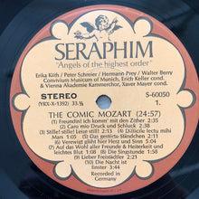 Load image into Gallery viewer, Mozart*, Erika Köth, Peter Schreier, Hermann Prey, Walter Berry, Convivium Musicum Of Munich, Erich Keller (2), Vienna Akademie Kammerchor*, Xaver Mayer : The Comic Mozart, Satirical Ensembles, Arias And Canons (LP)