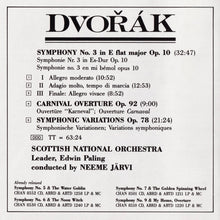 Laden Sie das Bild in den Galerie-Viewer, Dvořák*, Scottish National Orchestra* Conducted By Neeme Järvi : Symphony No.3 In E Flat Major, Op. 10 • Carnival Overture Op. 92 • Symphonic Variations Op. 78 (CD)