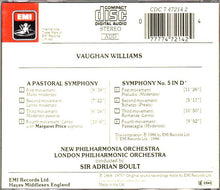 Load image into Gallery viewer, Vaughan Williams* - Sir Adrian Boult, New Philharmonia Orchestra, London Philharmonic Orchestra : A Pastoral Symphony (No. 3), Symphony No. 5 (CD, Comp)