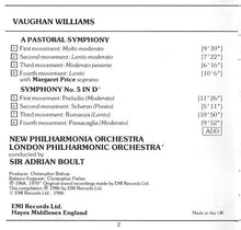 Load image into Gallery viewer, Vaughan Williams* - Sir Adrian Boult, New Philharmonia Orchestra, London Philharmonic Orchestra : A Pastoral Symphony (No. 3), Symphony No. 5 (CD, Comp)