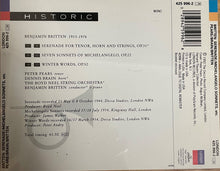 Laden Sie das Bild in den Galerie-Viewer, Benjamin Britten - Peter Pears, Dennis Brain : Serenade / Winter Words / Michelangelo Sonnets (CD, Comp, Mono, RM)