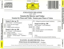 Load image into Gallery viewer, Brahms* - Pinchas Zukerman, Daniel Barenboim : Die 3 Violinsonaten / The Violin Sonatas / Les Sonates Pour Violon (CD)