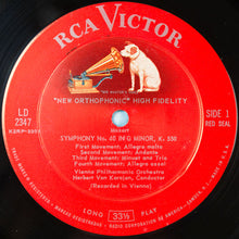 Load image into Gallery viewer, Mozart* / Haydn* - Vienna Philharmonic*, Herbert Von Karajan : Symphony In G Minor, K. 550 / Symphony In D Major, No. 104 (LP, Album, Mono)