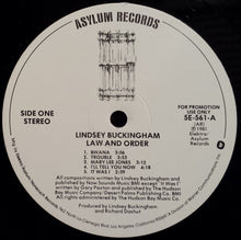 Load image into Gallery viewer, Lindsey Buckingham : Law And Order (LP, Album, Promo)