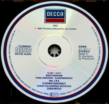 Load image into Gallery viewer, Beethoven* / Vladimir Ashkenazy, Wiener Philharmoniker, Zubin Mehta : Piano Concertos Nos. 2 & 4 (CD, Album)