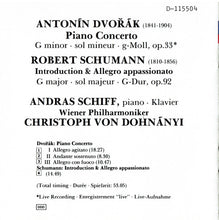 Load image into Gallery viewer, Dvořák*, Schumann*, Andras Schiff*, Wiener Philharmoniker, Christoph von Dohnányi : Piano Concerto; Introduction & Allegro Appassionato (CD, Album, Club)