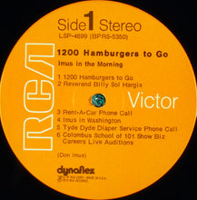 Charger l'image dans la galerie, Imus In The Morning : 1200 Hamburgers To Go (LP, Album)