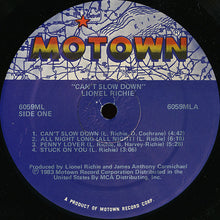 Load image into Gallery viewer, Lionel Richie : Can't Slow Down (LP, Album, Sup)