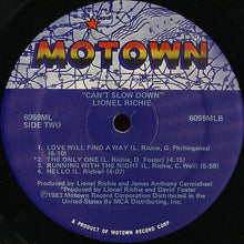Load image into Gallery viewer, Lionel Richie : Can't Slow Down (LP, Album, Sup)
