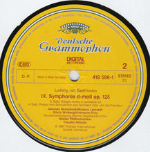 Load image into Gallery viewer, Beethoven* / Wiener Philharmoniker / Claudio Abbado / Gabriela Beňačková / Marjana Lipovšek / Gösta Winbergh / Hermann Prey / Konzertvereinigung Wiener Staatsopernchor* : Symphonie No. 9 (LP)