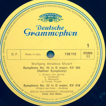 Load image into Gallery viewer, Mozart* ‧ Bohm*, Berliner Philharmoniker : Symphonien Nr. 35 "Haffner" / Nr. 32 G-dur (in G Major) / Nr. 38 "Prager" (LP, RP)