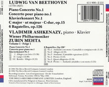 Load image into Gallery viewer, Beethoven* - Vladimir Ashkenazy, Wiener Philharmoniker, Zubin Mehta : Piano Concerto No.1 / 6 Bagatelles (CD, Album)
