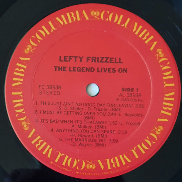 Buy Lefty Frizzell : The Legend Lives On (LP, Comp) Online for a