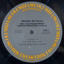 Load image into Gallery viewer, Marilyn Horne, Bernstein*, New York Philharmonic / Orchestre National De France - Falla* / Ravel* : El Amor Brujo / Fanfare / Schéhérazade (LP, Album)
