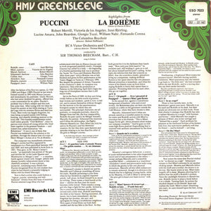 Puccini* - Victoria De Los Angeles, Jussi Björling, Sir Thomas Beecham : La Bohème (LP, Album, RE)