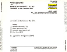 Load image into Gallery viewer, Copland* - Louis Lane, Atlanta Symphony Orchestra : Appalachian Spring • Rodeo • Fanfare For The Common Man (CD, Album, 2nd)