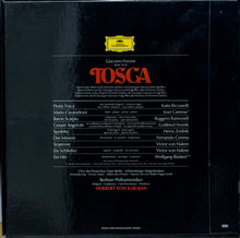 Load image into Gallery viewer, Giacomo Puccini, Herbert Von Karajan, Berliner Philharmoniker, Chor der Deutschen Oper Berlin, Katia Ricciarelli, José Carreras, Fernando Corena, Victor von Halem, Wolfgang Bünten : Tosca (2xLP + Box)