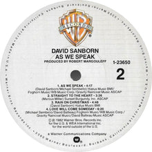 Load image into Gallery viewer, David Sanborn : As We Speak (LP, Album, Rim)