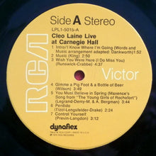 Laden Sie das Bild in den Galerie-Viewer, Cleo Laine : Cleo Laine Live!!! At Carnegie Hall (LP, Album, Sle)