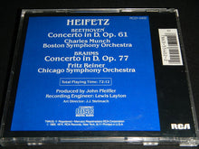 Charger l'image dans la galerie, Jascha Heifetz : Beethoven Concerto in D; Brahms Concerto in D (CD, Album, Comp)