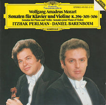 Load image into Gallery viewer, Wolfgang Amadeus Mozart : Itzhak Perlman, Daniel Barenboim : Sonaten Für Klavier Und Violine K.296 • 305 • 306 = Sonatas For Piano And Violin = Sonates Pour Piano Et Violon (CD, Album, RE, PDO)