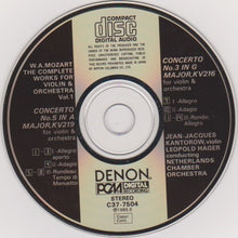 Charger l'image dans la galerie, W.A. Mozart* : Jean-Jacques Kantorow / Leopold Hager / Netherlands Chamber Orchestra : Concertos For Violin Nos. 3 & 5 (CD, Album)