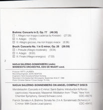 Load image into Gallery viewer, Nadja Salerno-Sonnenberg, Minnesota Orchestra, Edo de Waart, Brahms* / Bruch* : Concerto In D / Concerto No. 1 In G Minor (CD)