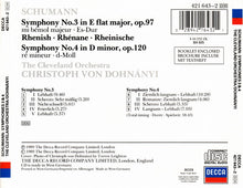 Charger l'image dans la galerie, Schumann*, The Cleveland Orchestra, Christoph von Dohnányi : Symphonies 3 & 4 (CD)