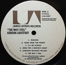 Laden Sie das Bild in den Galerie-Viewer, Gordon Lightfoot : The Way I Feel (LP, Album, RE)