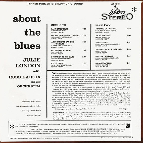 Buy Julie London : About The Blues (LP, Album) Online for a great