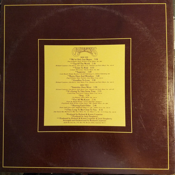 Buy Carpenters : The Singles 1969-1973 (LP, Album, Comp, RE, Ind